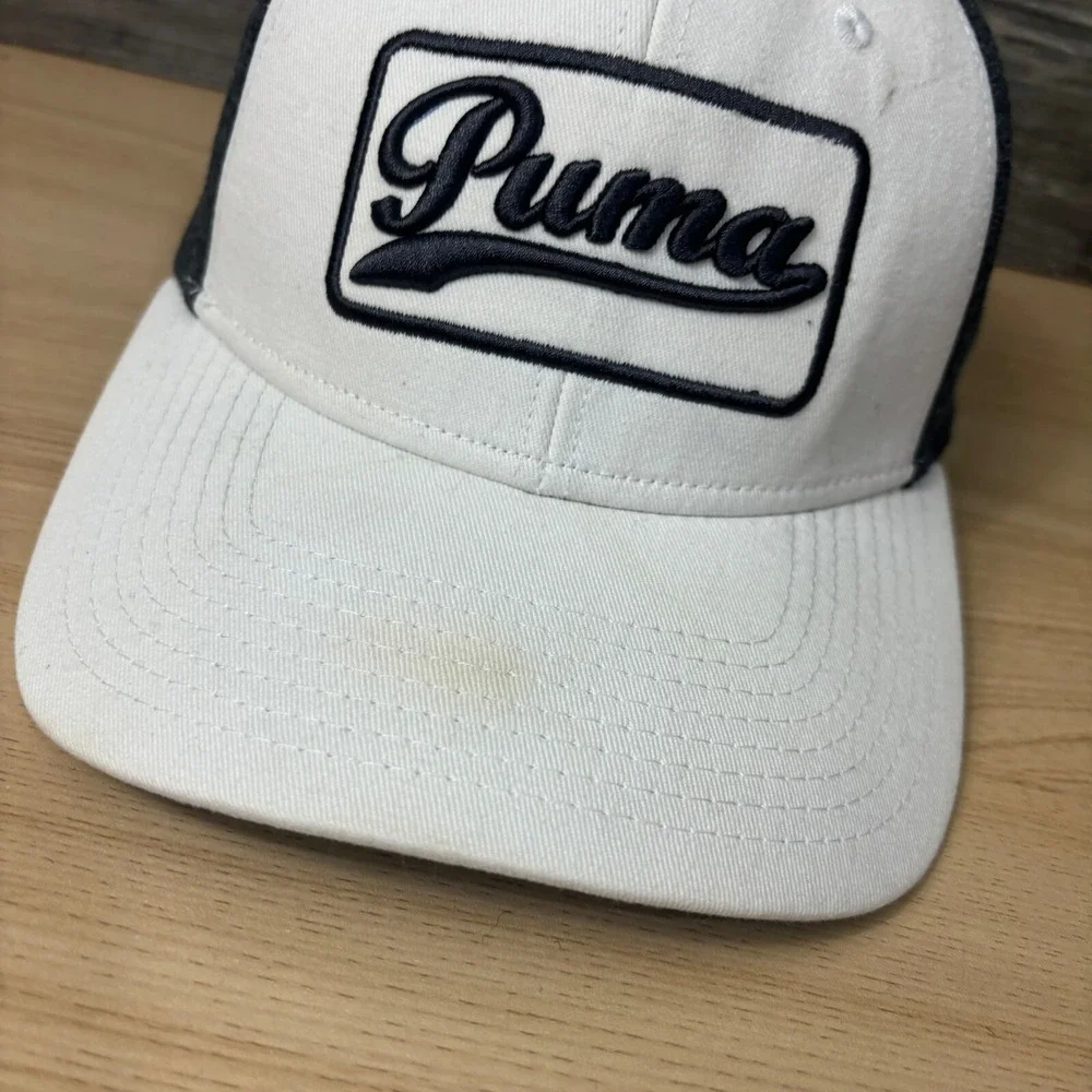 Puma Hat Cap Strap Back White Gray Golf Athletic Dry Cell Adjustable‎ Mens